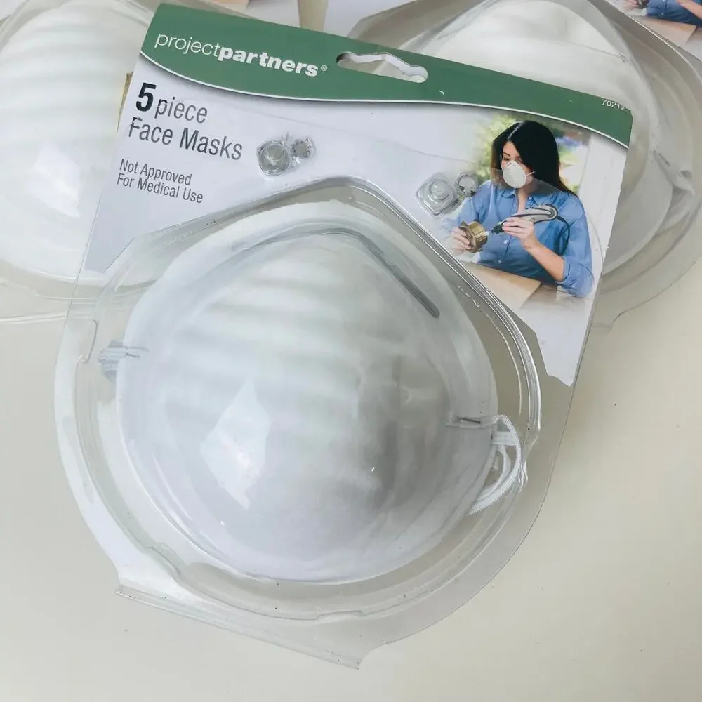 15 Personal Protective Face Cover White Elastic Home Use (3 Packs‎ Of 5)